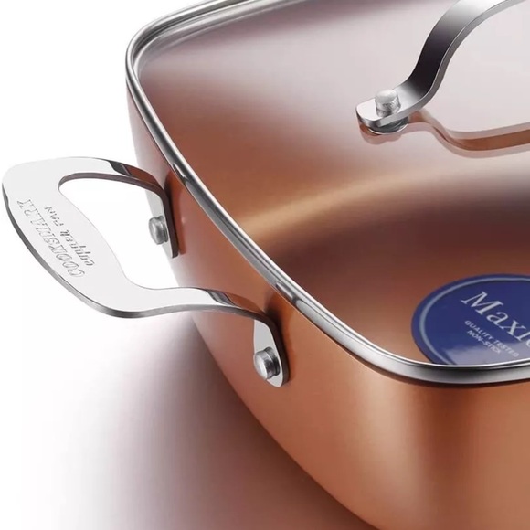 LOVE PAN 9.5 Inch Copper Nonstick Square Deep Fry Pan with Chip Frying Basket... - Picture 8 of 8